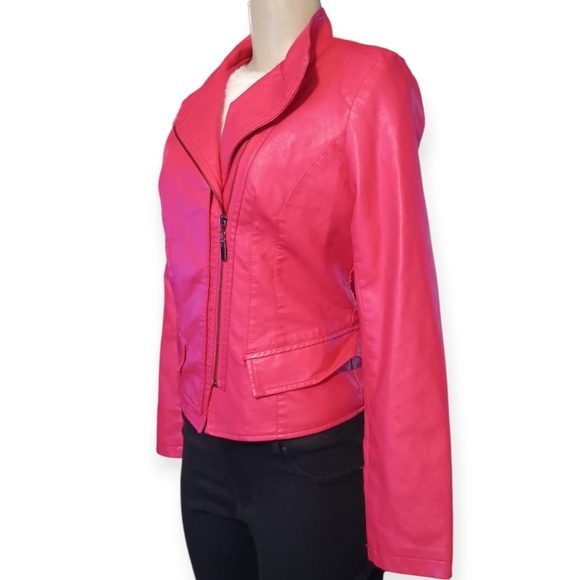 Chouyatou Fuchsia Pink Faux Leather Jacket XS – Like New - Picture 4 of 6